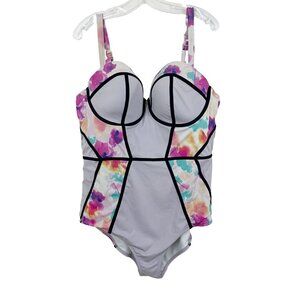 Torrid Slim Fix Underwire Piping One Piece Swimsuit Purple - Size 3X DD/F